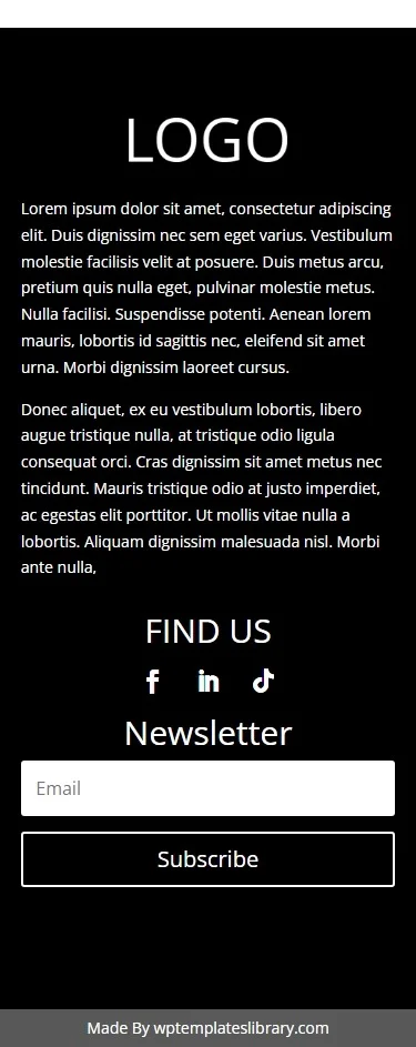Footer 4 Divi mobile wptemplateslibrary
