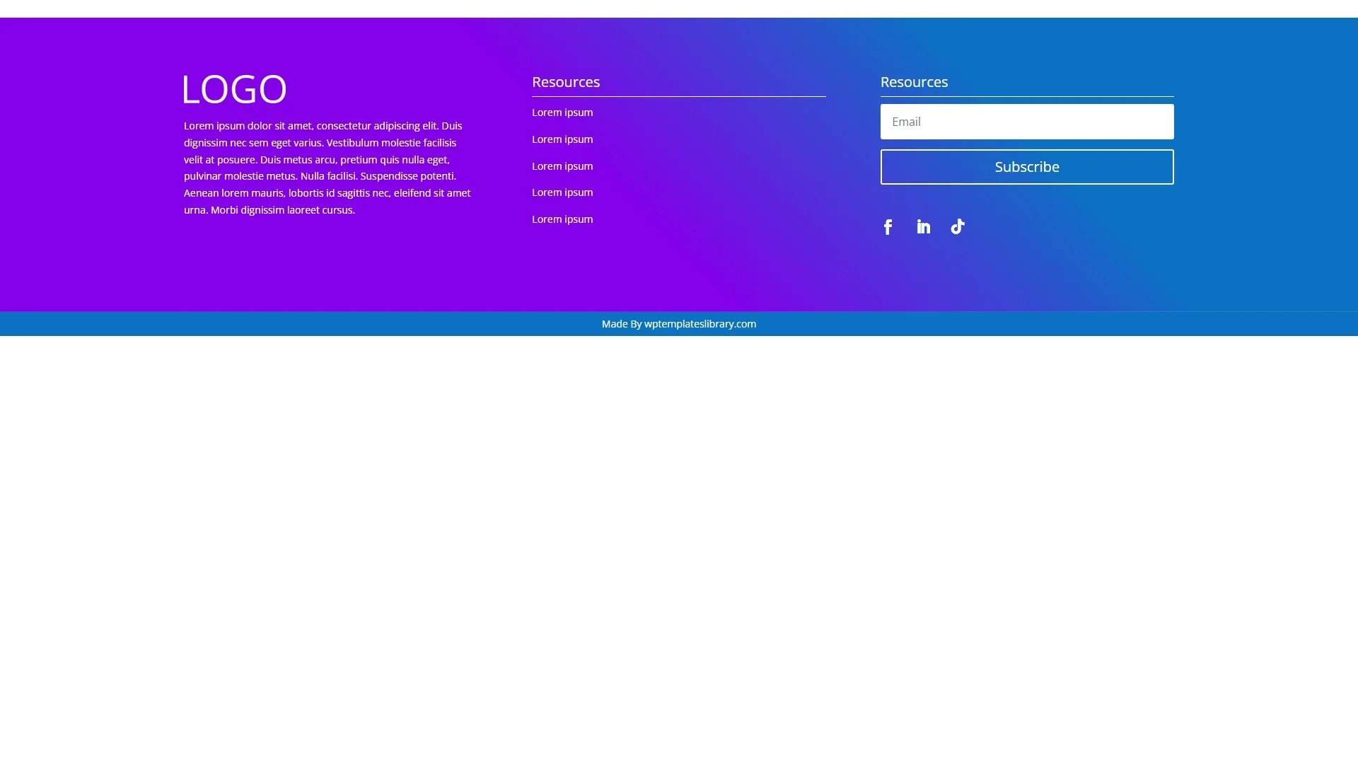 Footer 5 Divi desktop wptemplateslibrary