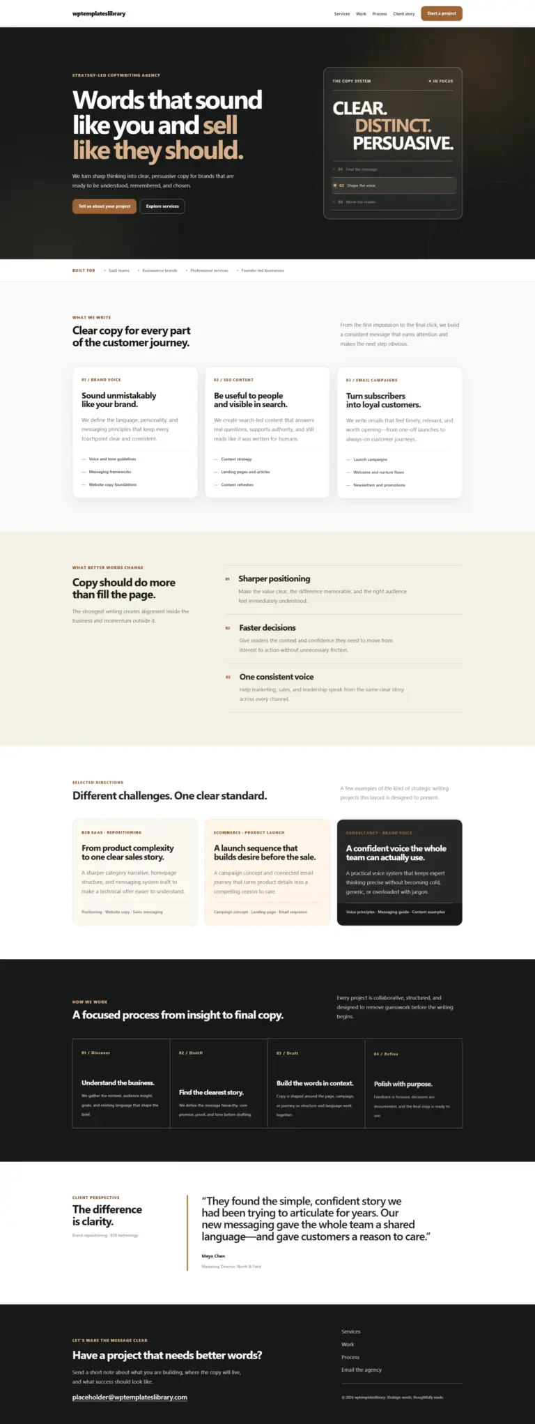 Editorial Copywriting Agency Homepage Template