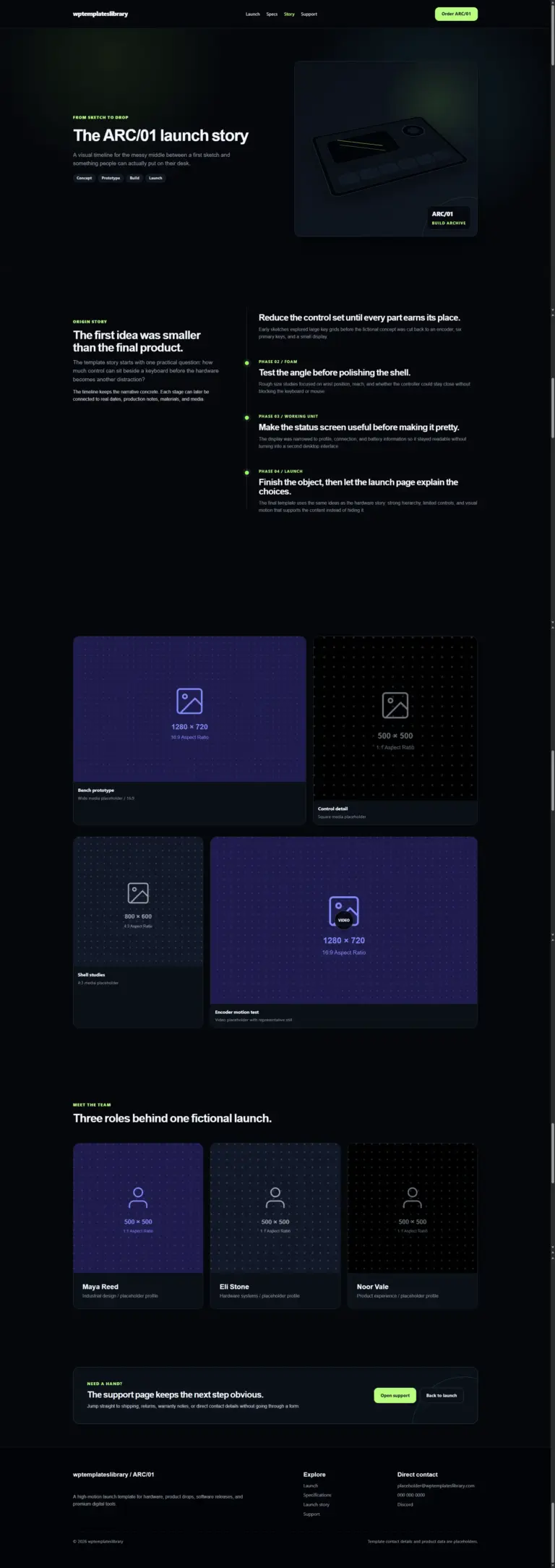 ARC01 Product Story & Launch Gallery Page